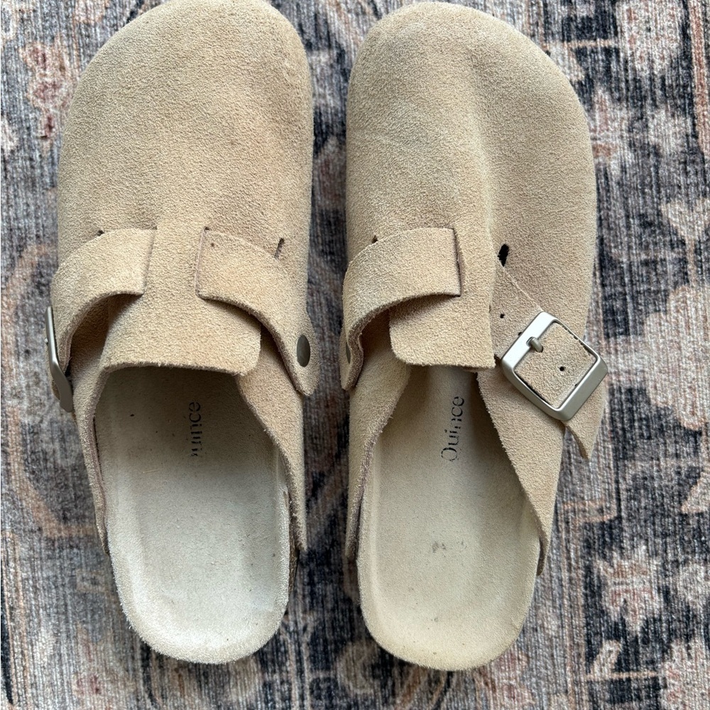 Suede Slip-On Buckle Clogs